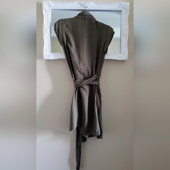 Diesel wrap dress sz Small khaki army green casual short mini cute utility style - Picture 5 of 11
